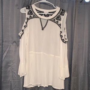 White and black embroidered blouse
